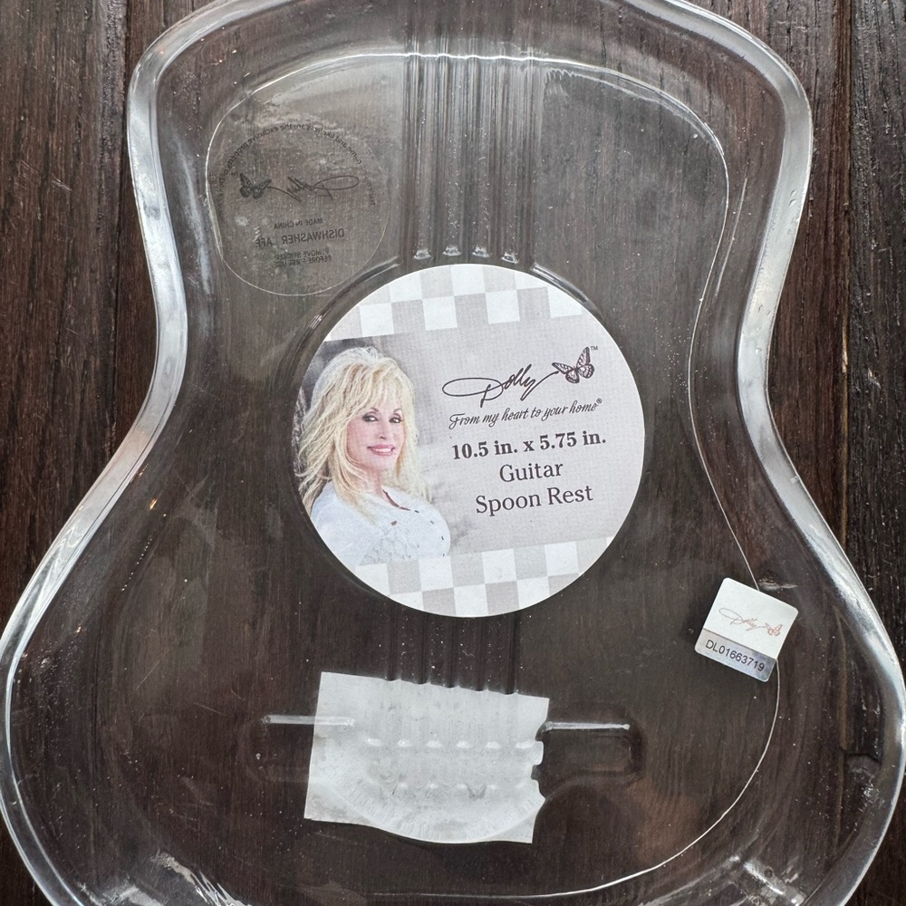 Dolly Parton - Spoon Rest Clear Glass Guitar Shape - Picture 3 of 4